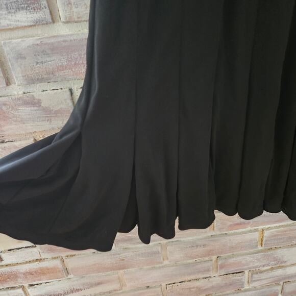 Kay Unger Black V-neck Cocktail Dress Champagne Color Tie Flutter Sleeve Size 12 - Picture 5 of 7